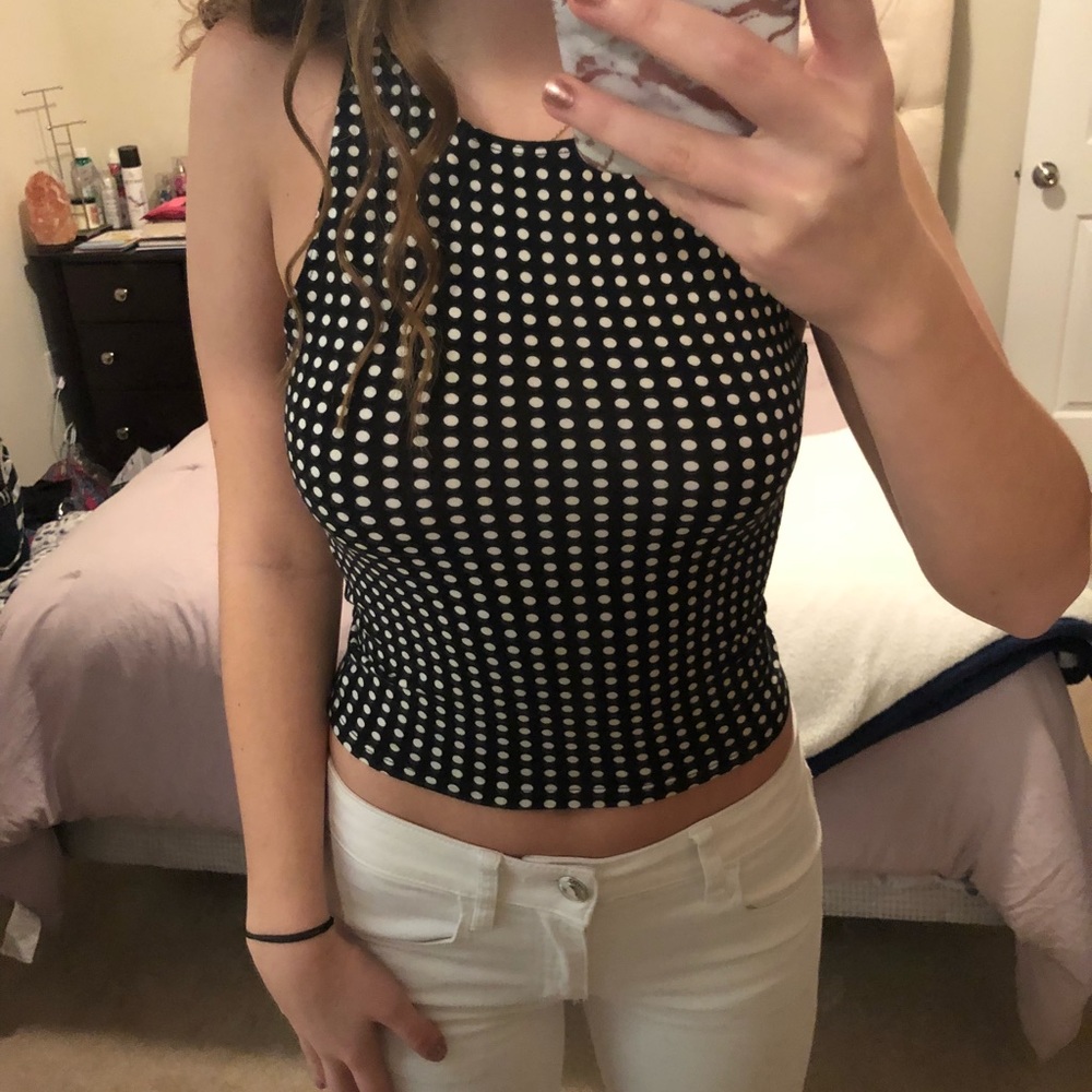 Cute black and white cropped tank top.
